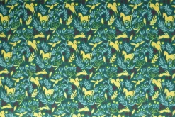 Katoen flanel / molton – Unicorn on dark green