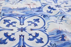 Katoen gecoat / tafelzeil – Delfts blauw tegelprint