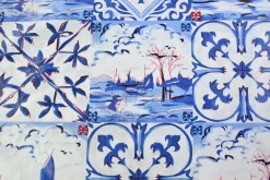 Katoen gecoat / tafelzeil – Delfts blauw tegelprint
