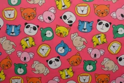 Katoen poplin – Animal faces coral