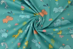 Katoen poplin  – Animals aqua