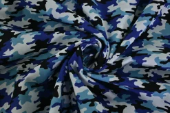 Katoen poplin – Blauw camouflage