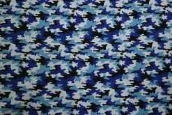 Katoen poplin – Blauw camouflage