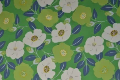 Katoen poplin – Bloem met bladeren groen