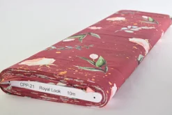 Katoen poplin – Burgundy Botanica