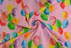 Katoen poplin digitaal – Balloons on pink
