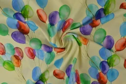 Katoen poplin digitaal – Balloons on light yellow