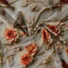 Katoen poplin digitaal – Birds & bright orange blossom