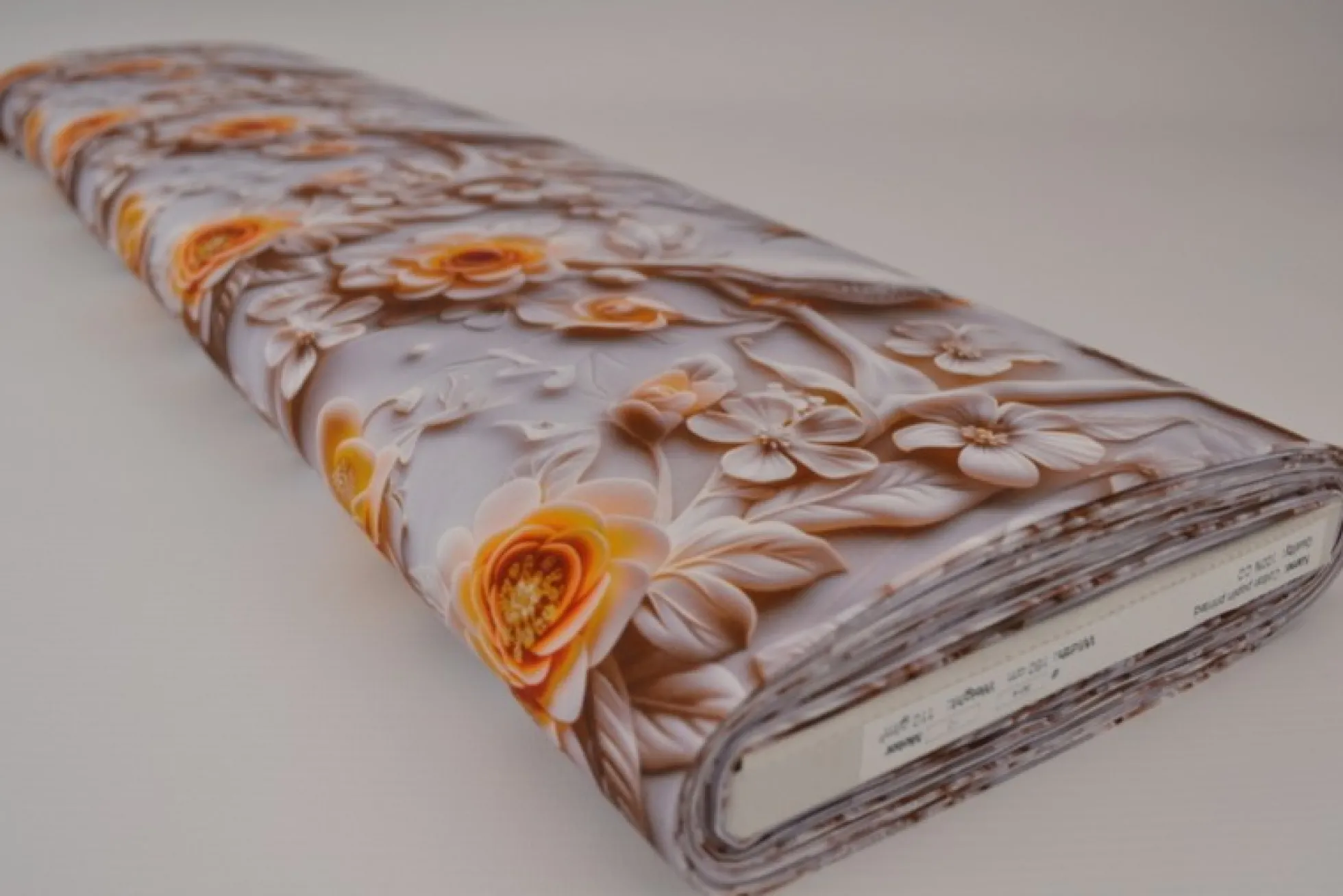 Katoen poplin digitaal – Birds & ochre blossom