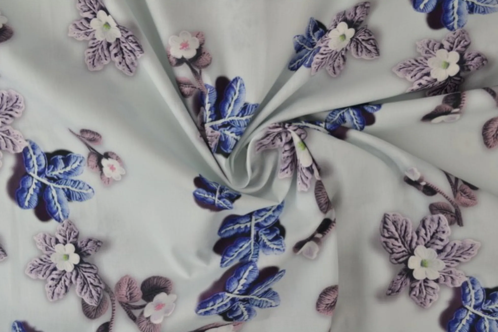 Katoen poplin digitaal – Spring bloom white
