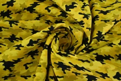 Katoen poplin – Geel camouflage