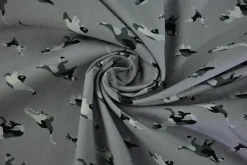 Katoen poplin – Grijs dinosaurus