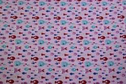 Katoen poplin – Licht roze visjes