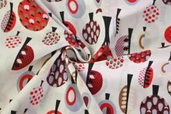 Katoen poplin – Retro trees on offwhite