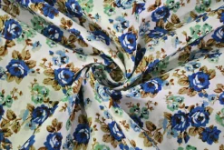 Katoen poplin – Sapphire Bouquet