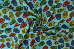 Katoen poplin  – Schedel aqua