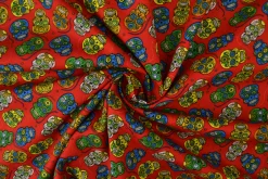 Katoen poplin – Schedel rood