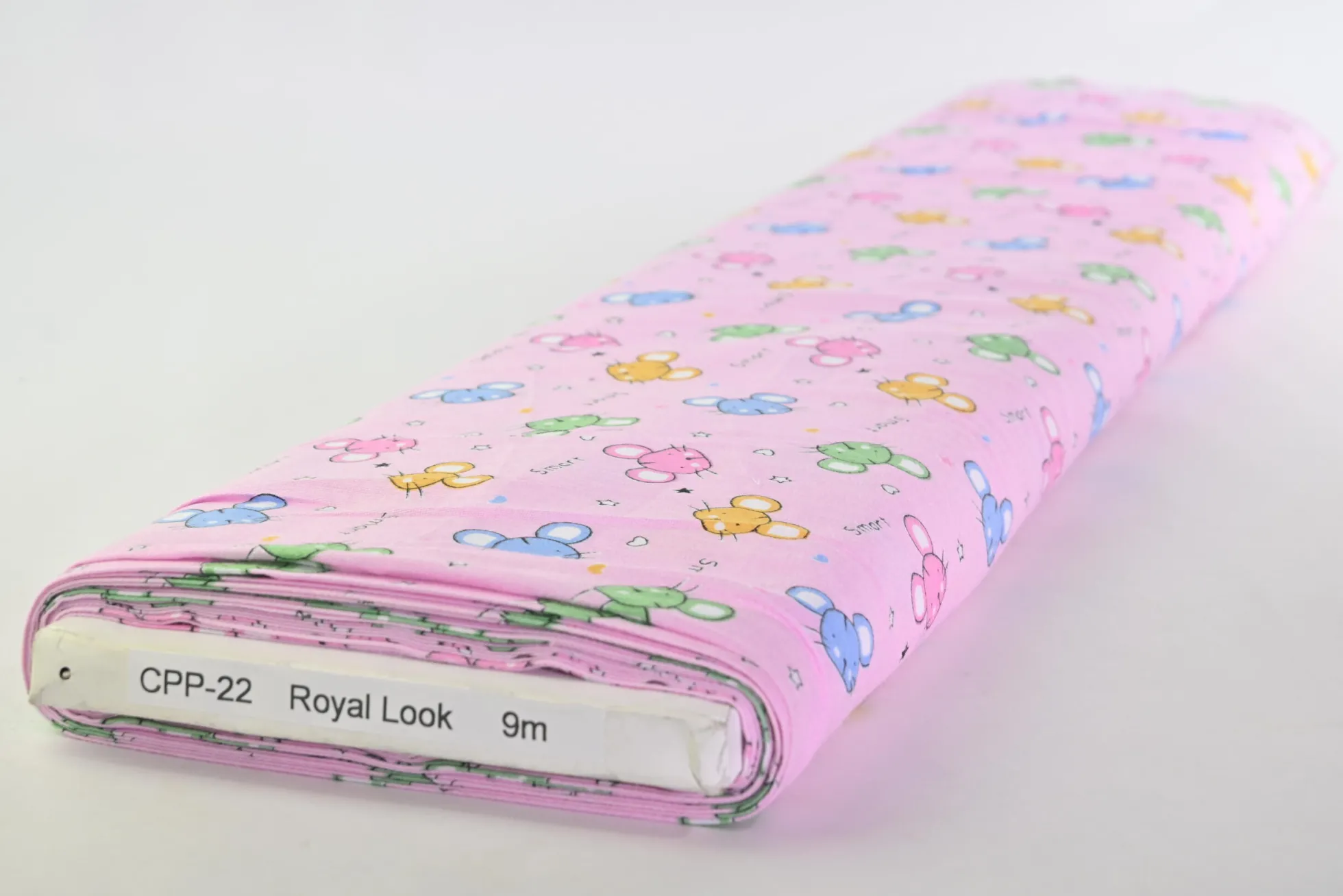 Katoen poplin – Smart mouse on pink