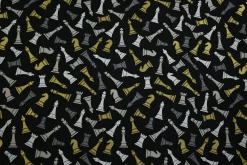 Katoen poplin – Zwart schaakstukken