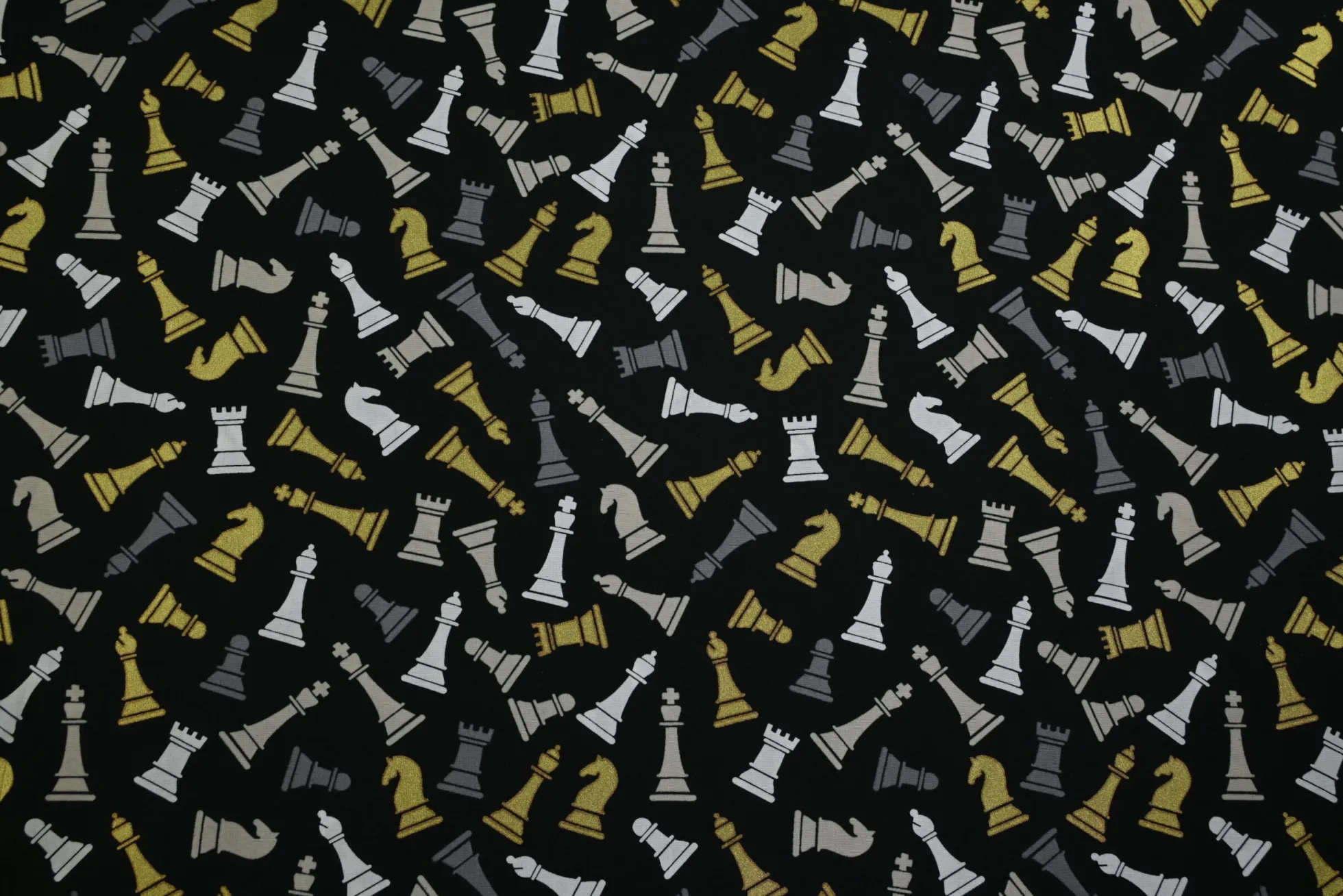 Katoen poplin – Zwart schaakstukken