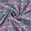 Katoen tricot – Blue Retro Bloom Medallion