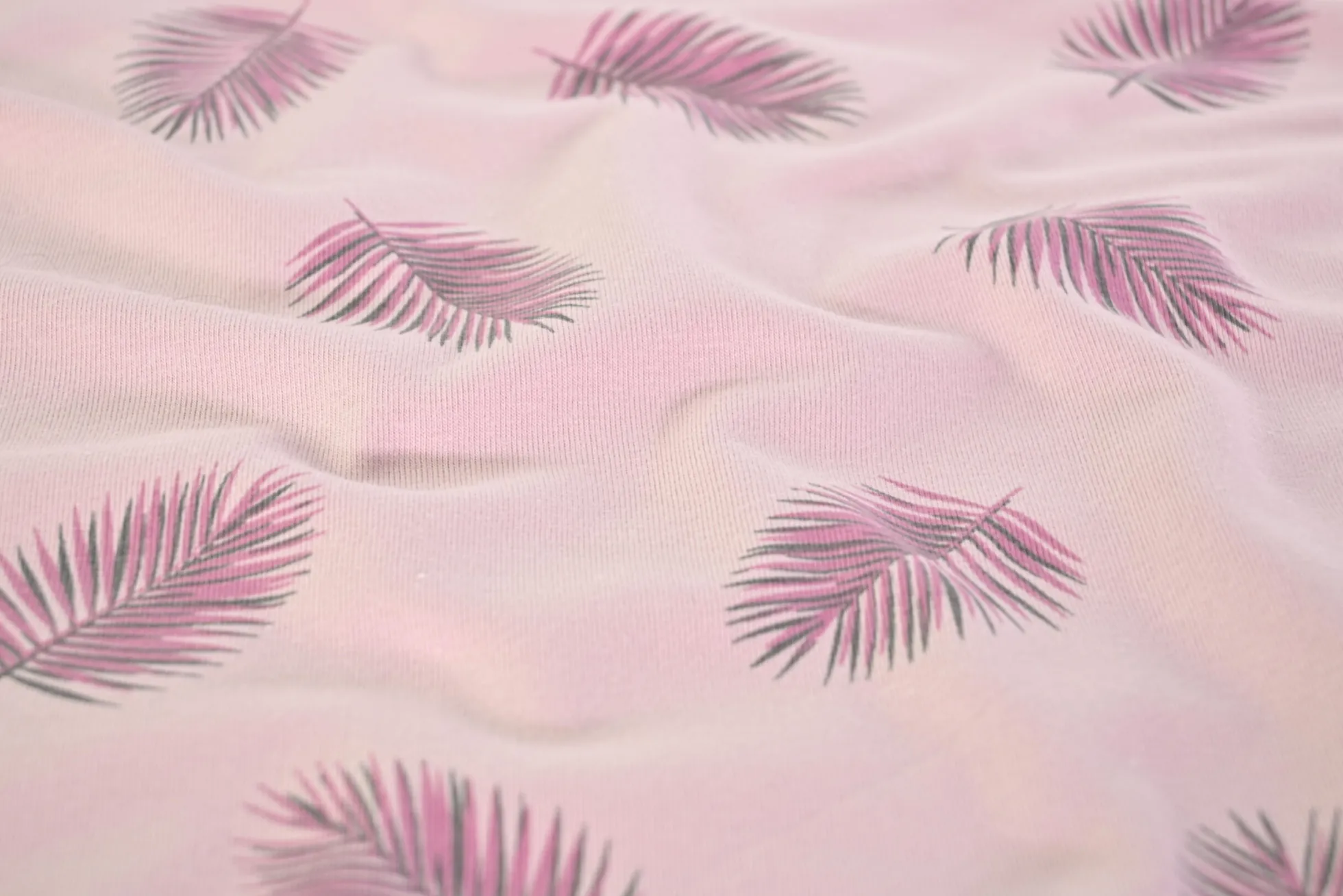 Katoen tricot – Blush Pink Palm Fronds