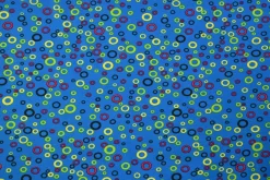 Katoen tricot – Colorful circles on blue