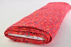 Katoen tricot – Colorful circles on red