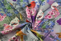 Katoen tricot – Crimson Songbirds