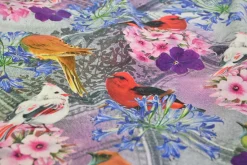 Katoen tricot – Crimson Songbirds