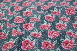 Katoen tricot – Denim Roses
