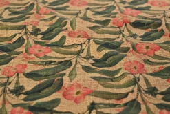 Katoen tricot – Flowers on beige linen look