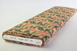 Katoen tricot – Flowers on beige linen look