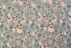 Katoen tricot – Grey Blush Retro Bubbles