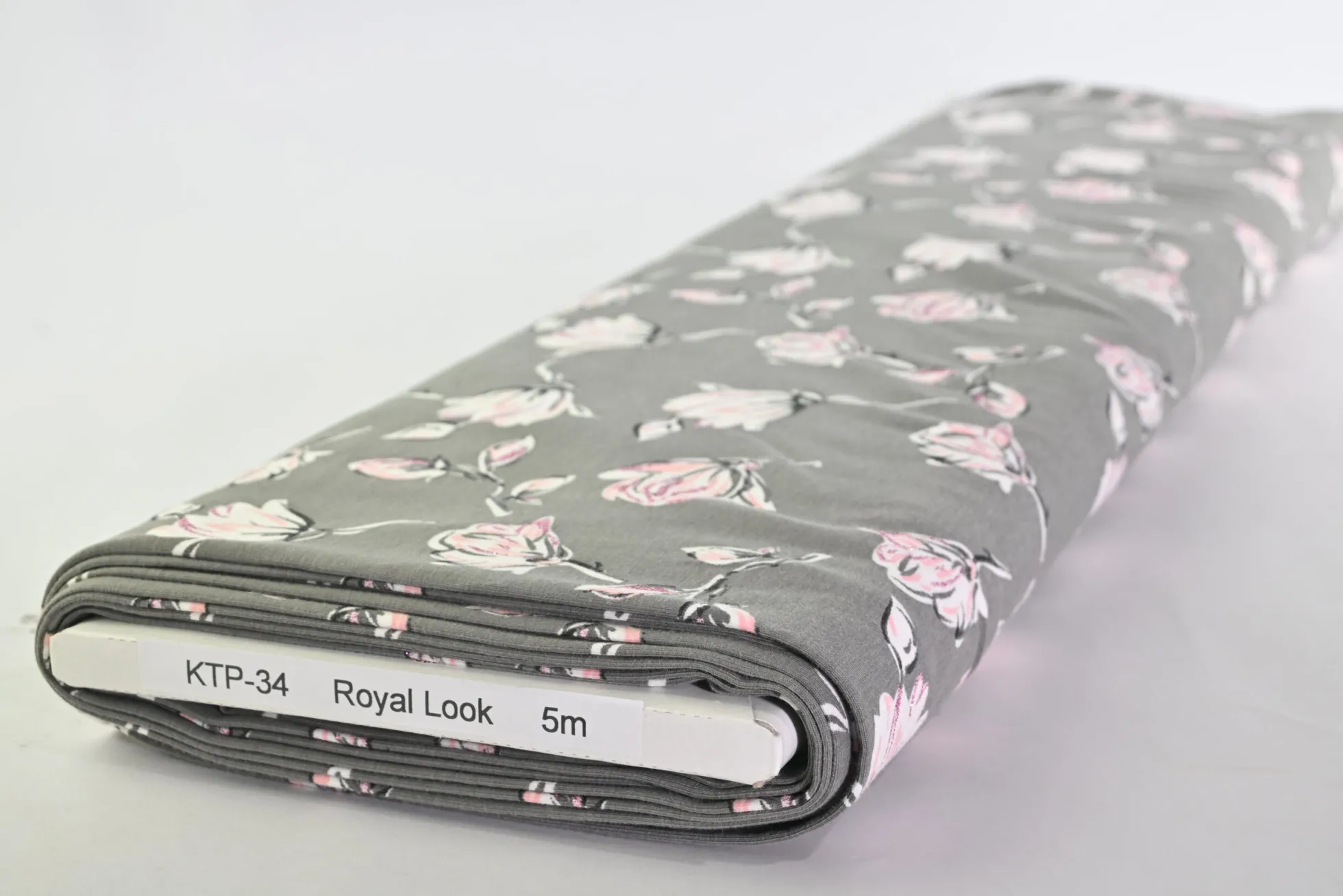 Katoen tricot – Grey Pink Magnolia