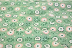Katoen tricot – Mint Retro Daisy Dot