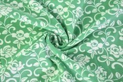 Katoen tricot – Mint White Rose Vine