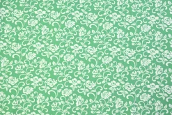Katoen tricot – Mint White Rose Vine