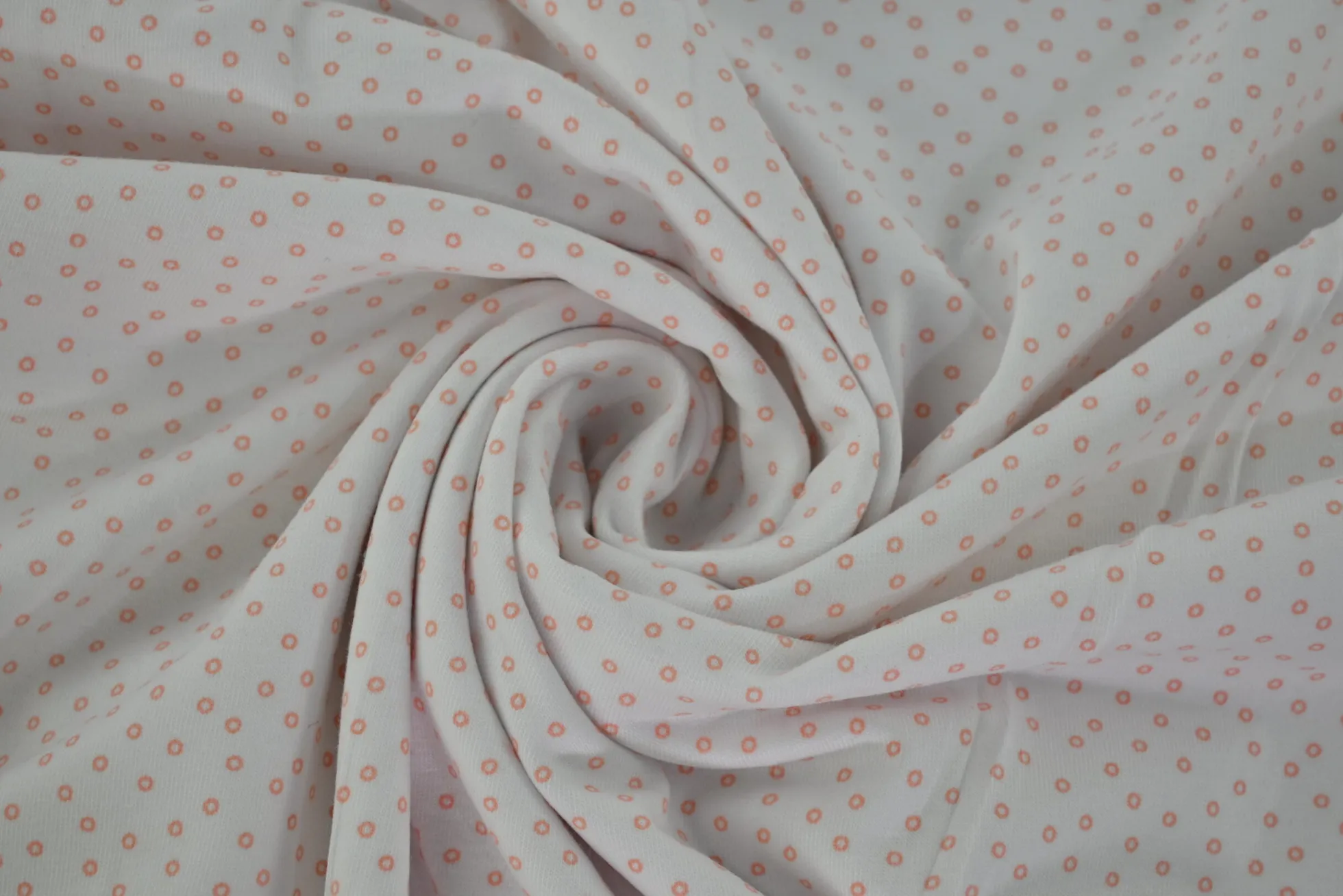 Katoen tricot – Orange dots