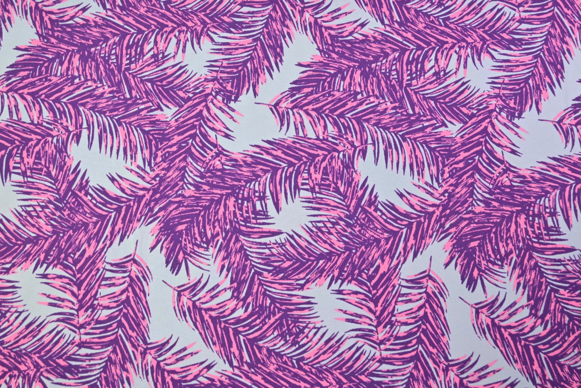 Katoen tricot – Pink Purple Palm Leaves
