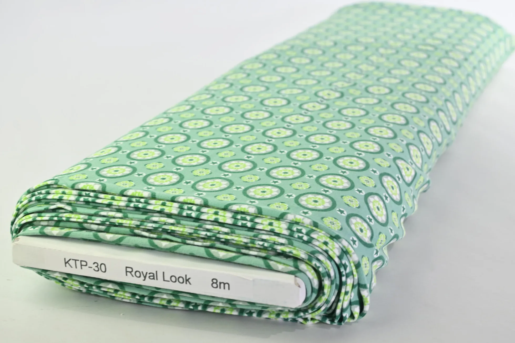 Katoen tricot – Retro green Blossom