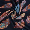 Katoen tricot Royal – Kleurrijke veren navy