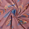 Katoen tricot Royal – Kleurrijke veren donker oudroze
