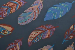 Katoen tricot Royal – Kleurrijke veren donkergrijs