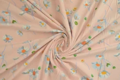 Katoen tricot Royal – Madeliefjes babyroze