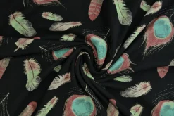 Katoen tricot Royal – Pauwveren zwart