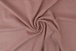 Katoen tricot soft touch – Dark old pink & off-white stripes