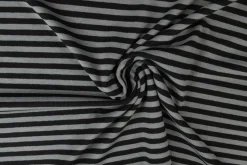 Katoen tricot soft touch – Dark grey & black stripes