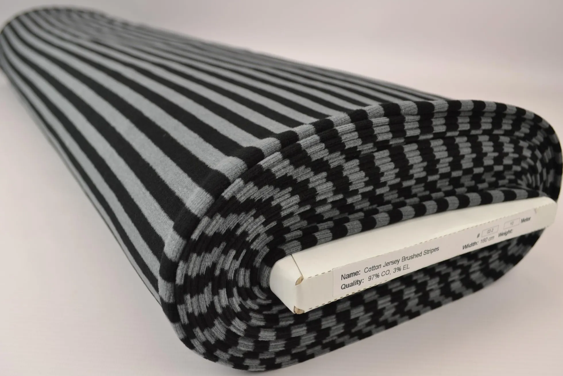 Katoen tricot soft touch – Dark grey & black stripes