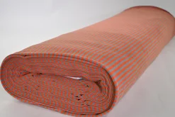 Katoen tricot soft touch – Dark orange & dark grey stripes